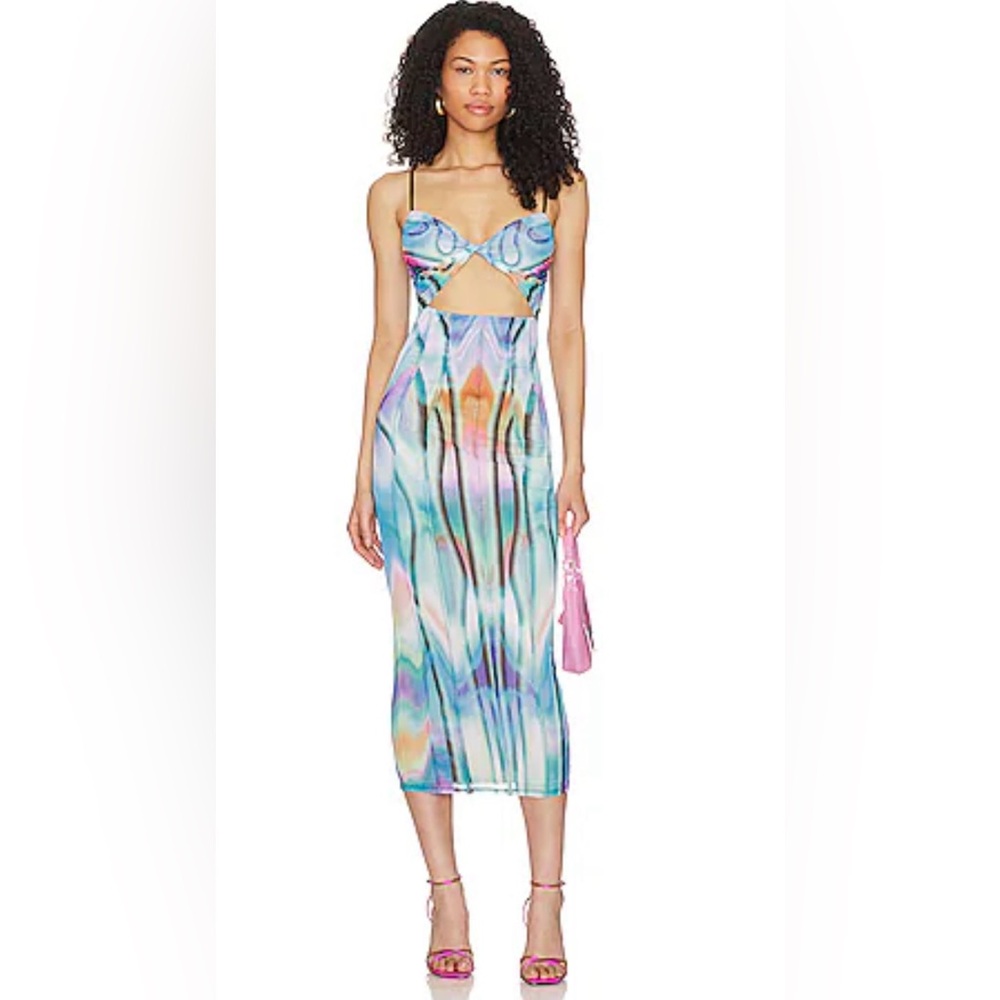 AFRM x Revolve Cyber Blue Metaverse Maxi Dress. XS. Excellent Condition.